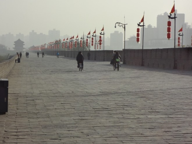 This view along the wall gives an idea of how bad the smog is