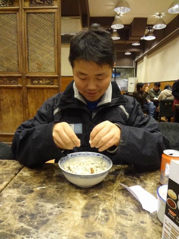 Nan preparing his bowl