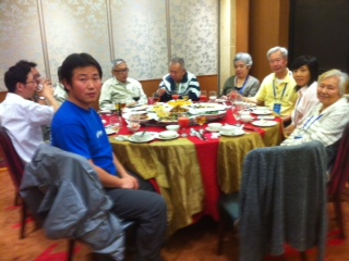 Zhu Nan on the left and Lily Chow on the right and new friends in between