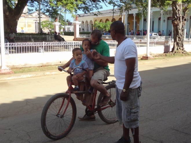 Twins on the family bike